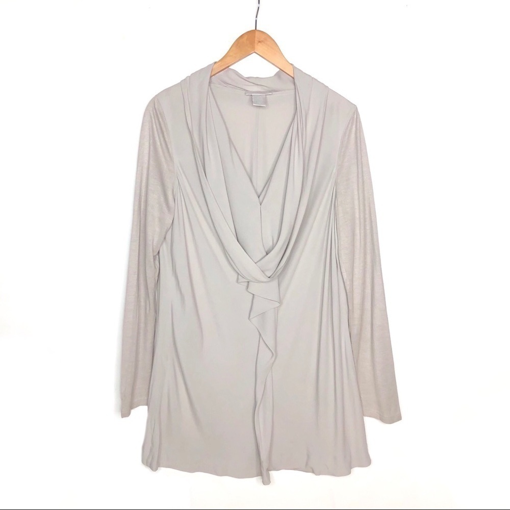 Soft Surroundings gray cowl drape tunic blouse top Medium